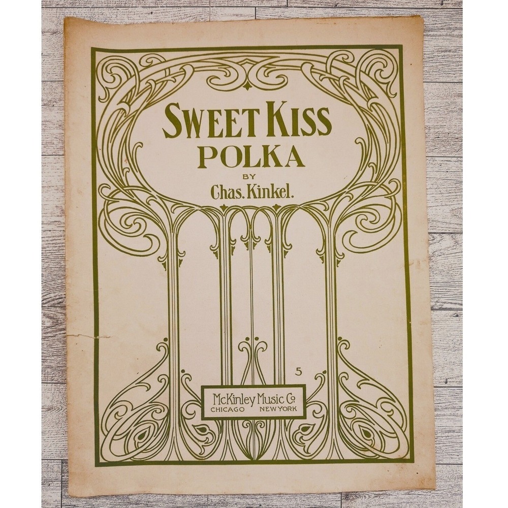 Sweet Kiss Polka 1908 Sheet Music Charles Kinkel Art Nouveau Piano Vintage